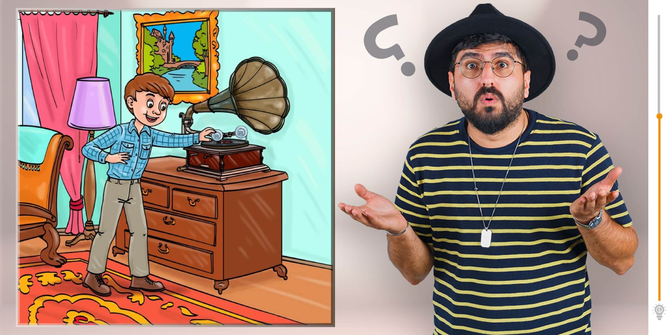 Observation game: A man is lost in his melody, but an unusual detail has crept into the picture! Test your acuity and prove your eye for detail.