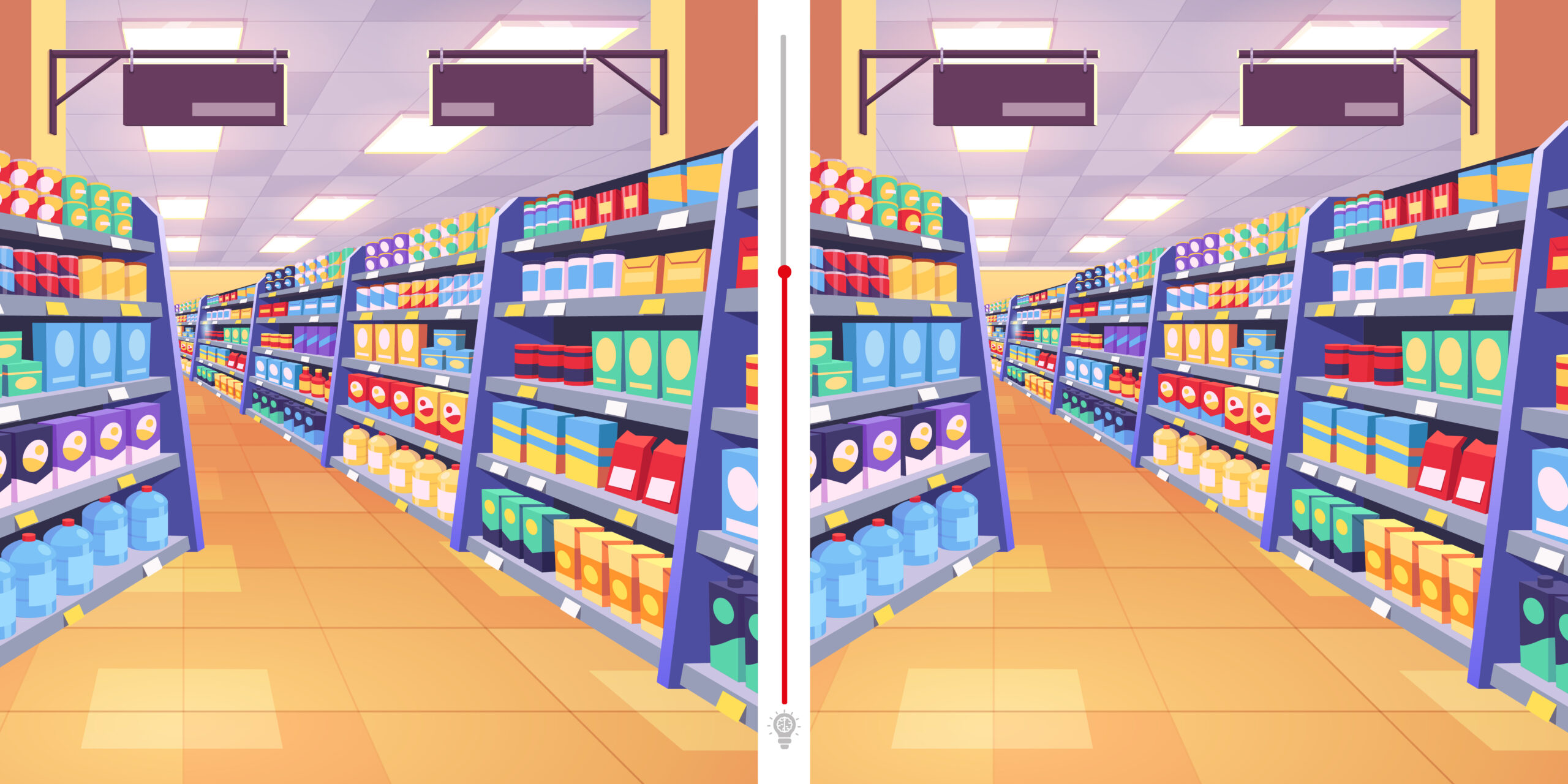 Défi visuel captivant : Saurez-vous repérer les 5 différences entre ces deux images de supermarché en un temps record ?