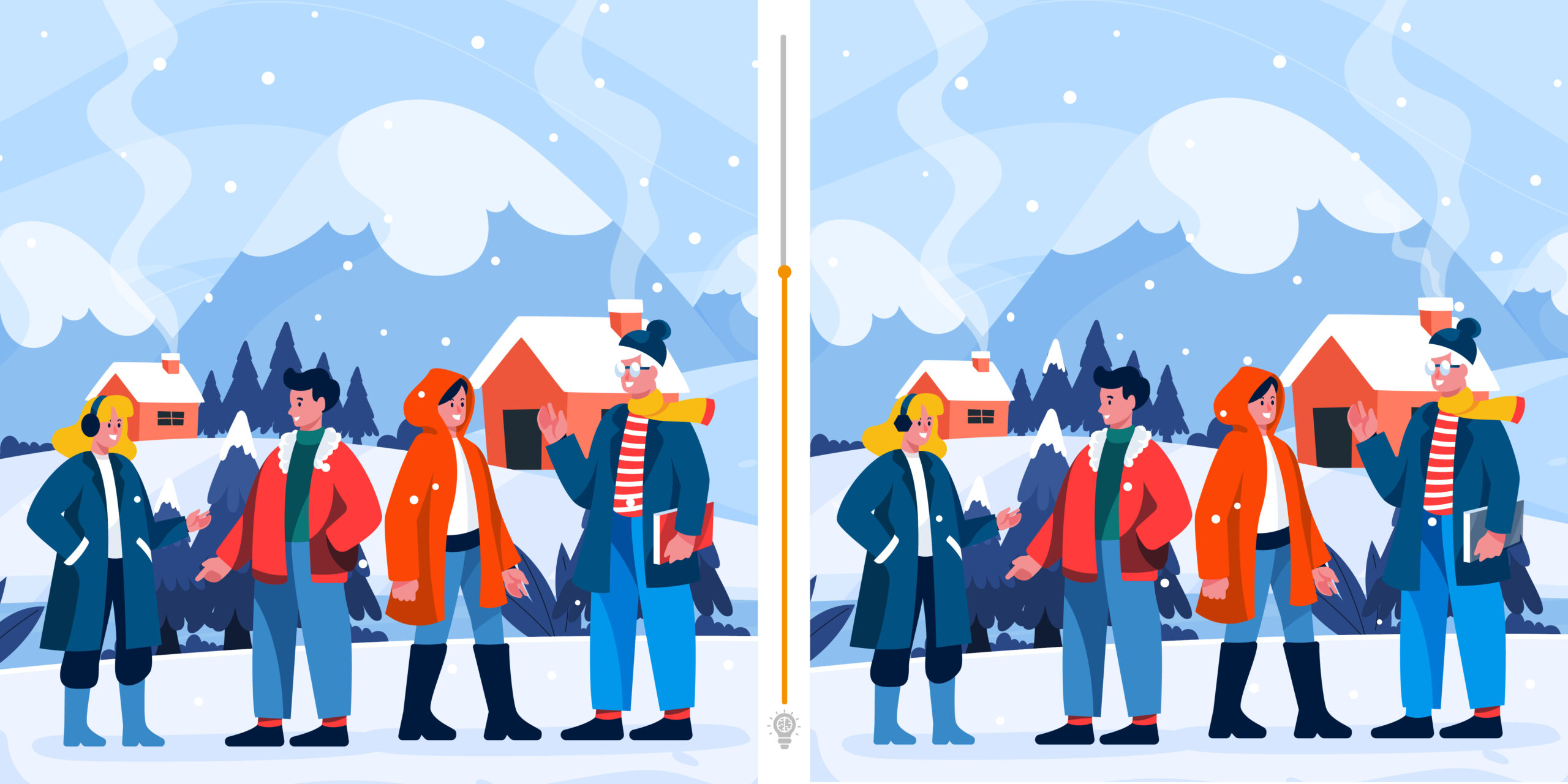 Défi visuel  : Trouvez les 6 différences entre ces deux scènes hivernales enneigées en un temps record !
