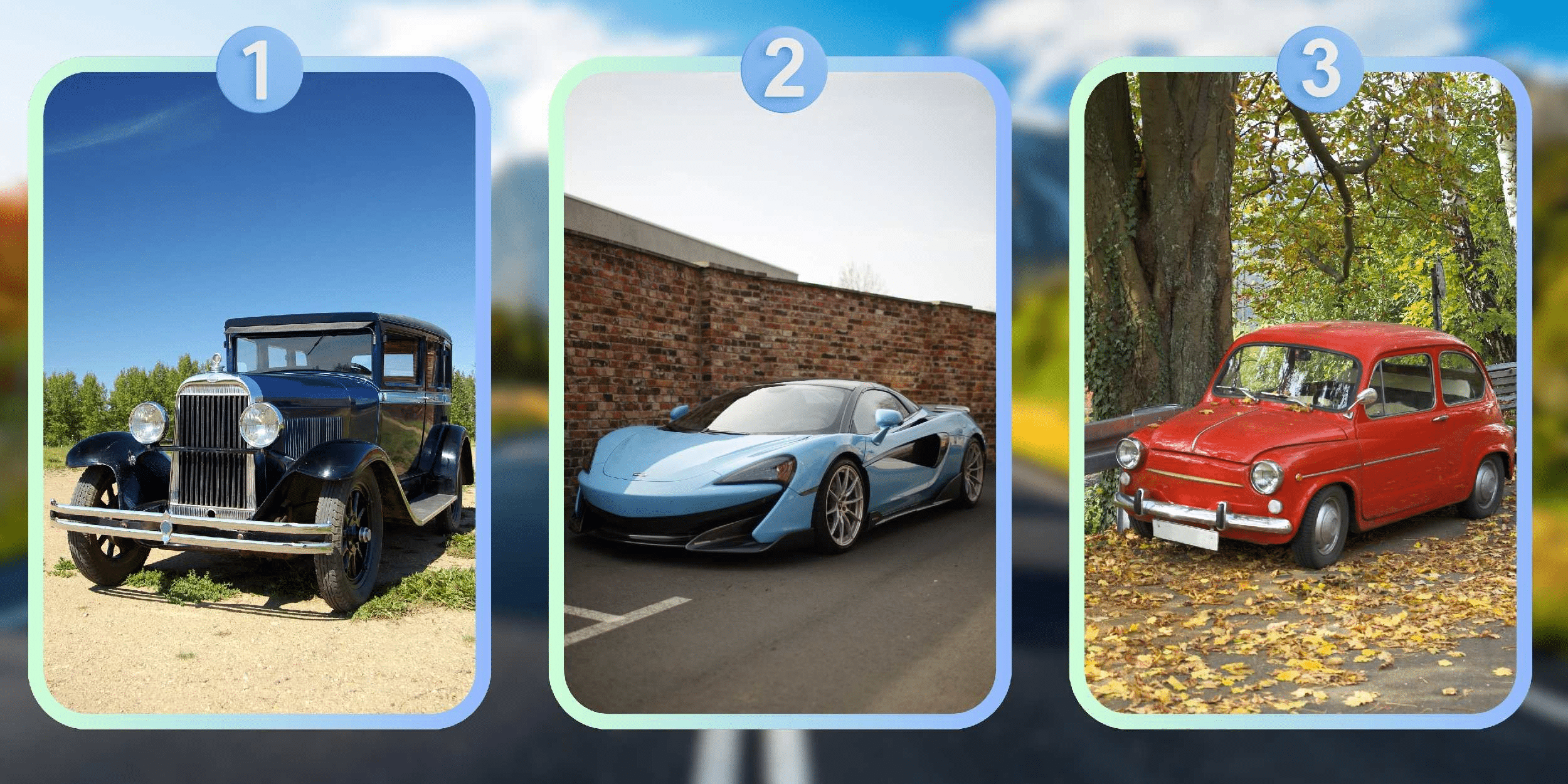 Personality test: Choose one of the 3 cars in the image and reveal your penchant for security or novelty!