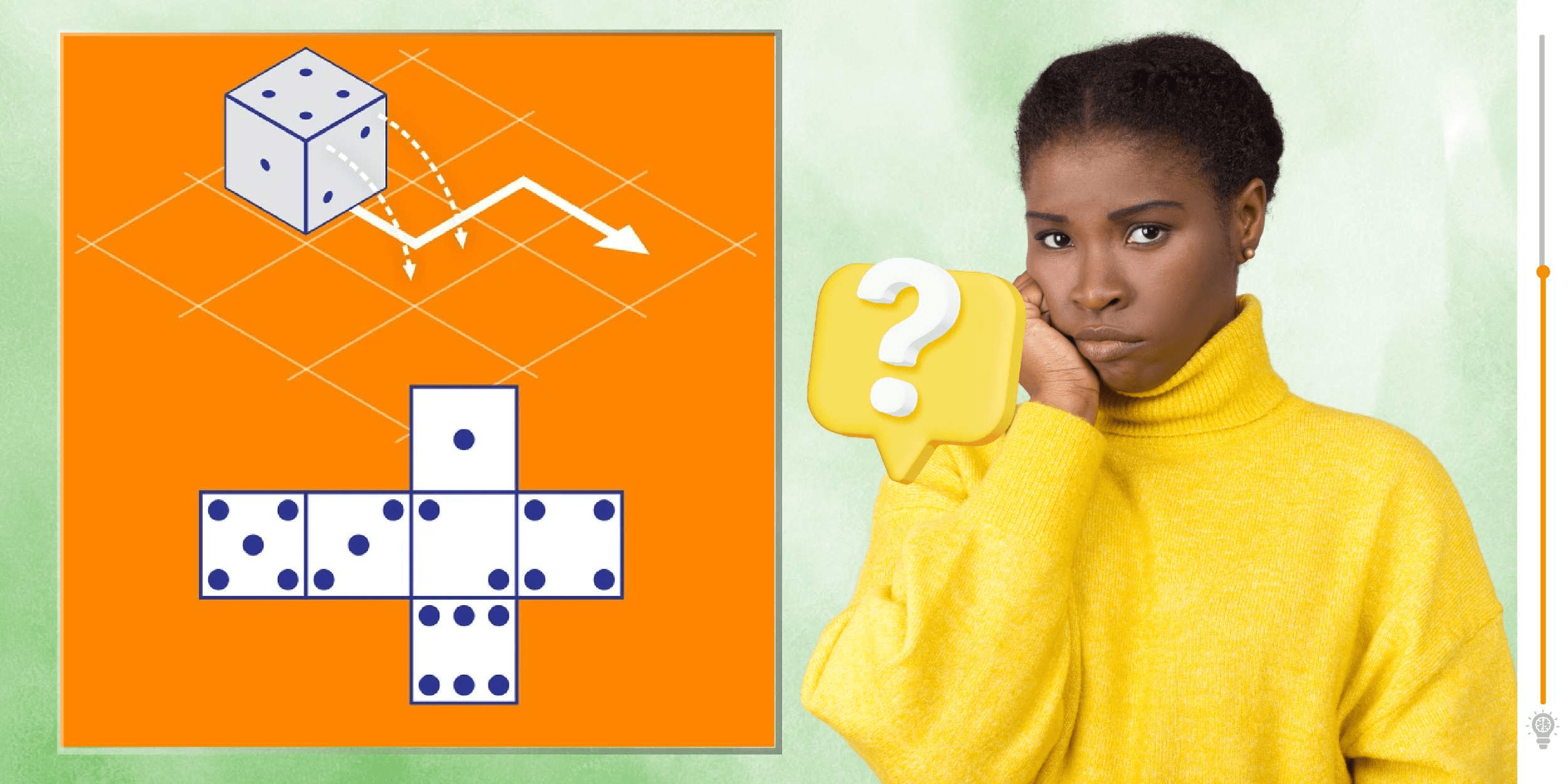 Visual challenge: can you predict the number on top of the die after seven throws? Show your acuity in under 9 seconds!