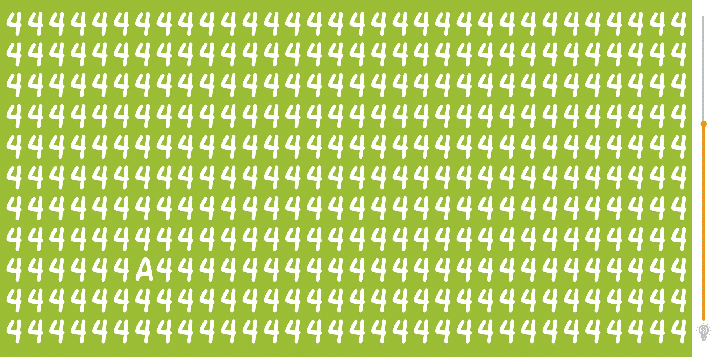 Visual challenge: take up the exciting challenge of spotting the intruder hidden among the numbers 4 in under 10 seconds! Show off your exceptional acuity and speed!