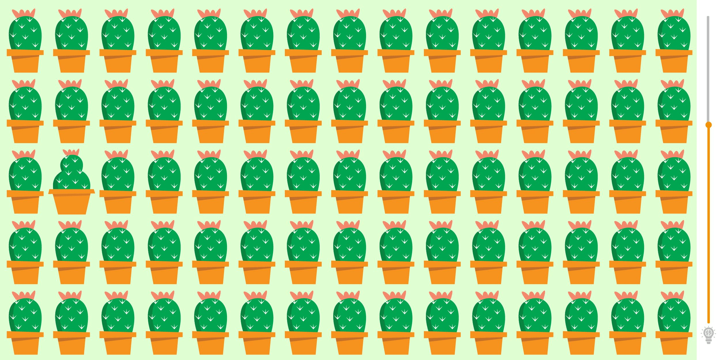 Visual challenge: can you solve this tricky puzzle and find the intruder hidden among the cacti in under 10 seconds?