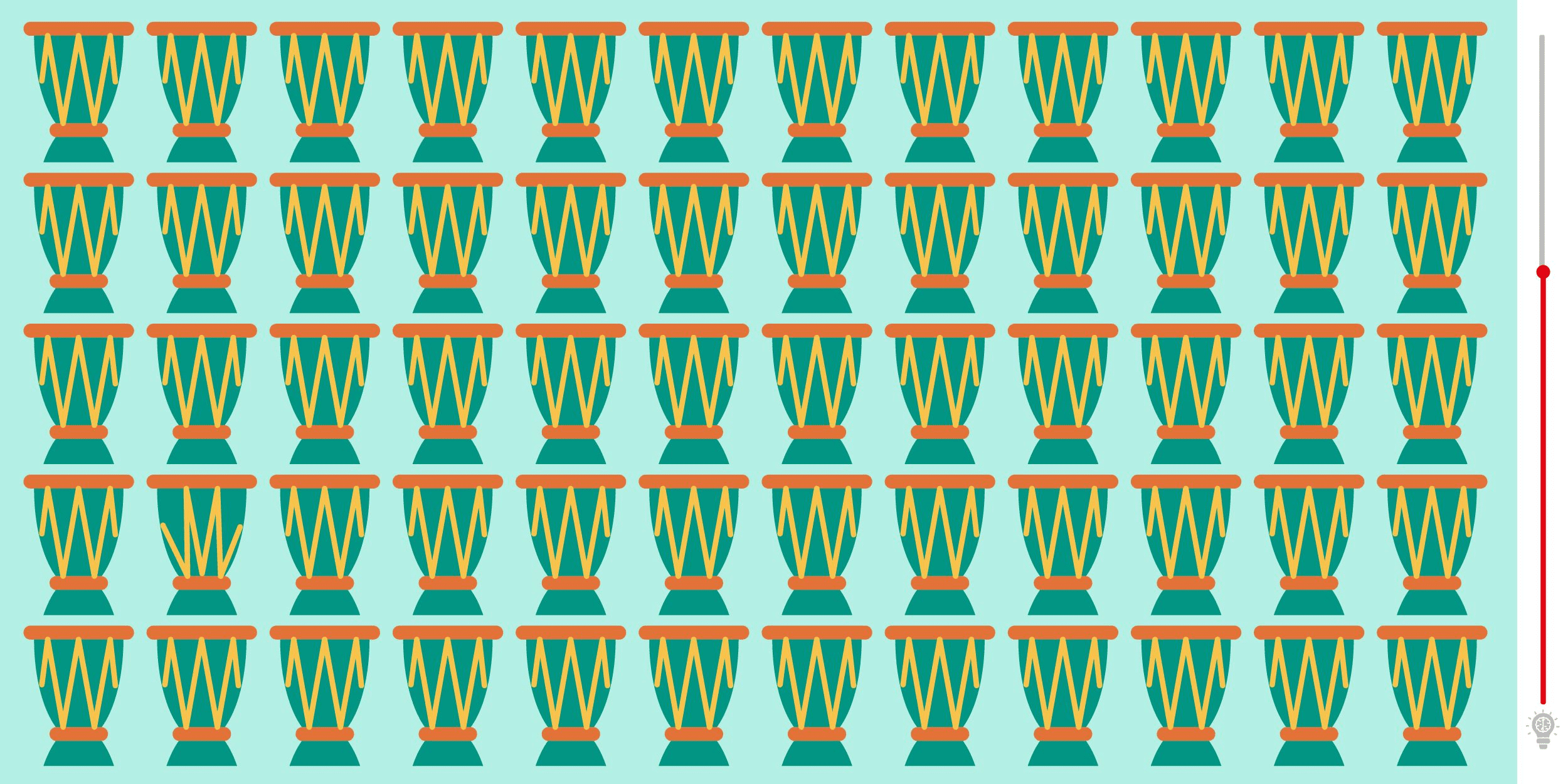 Visual challenge: can you spot the intruder hidden among these drums in the blink of an eye? Test your acuity and meet the challenge in under 8 seconds!