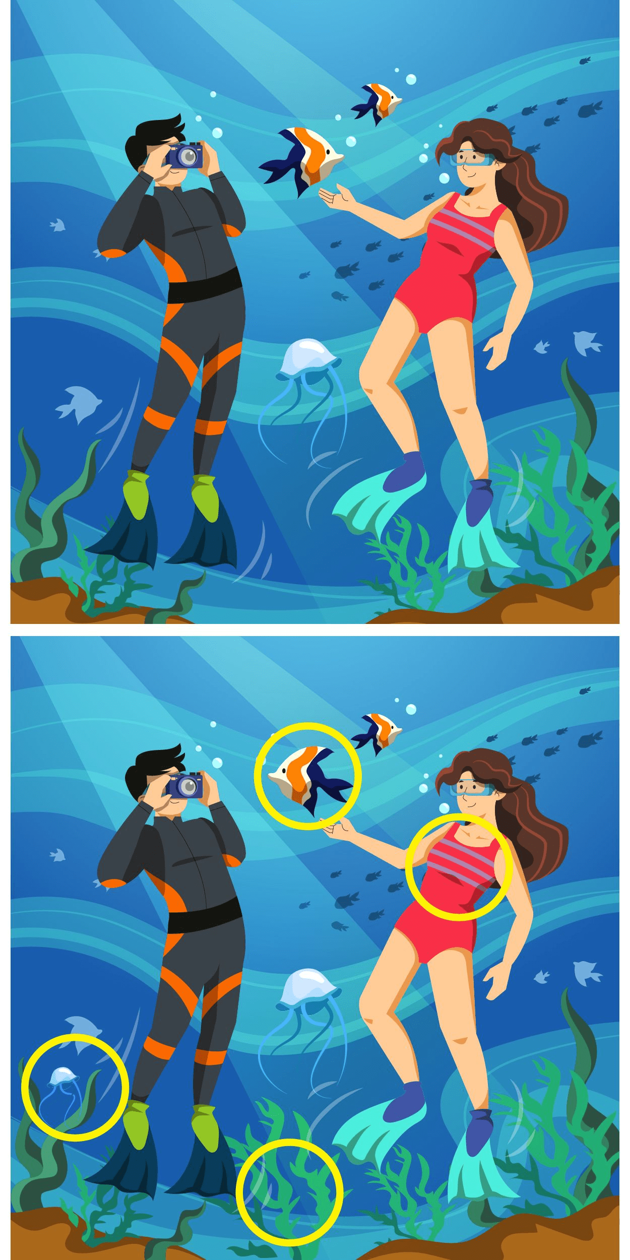 Visual challenge: dive into the adventure and spot the 4 differences hidden in these captivating images in under 15 seconds?