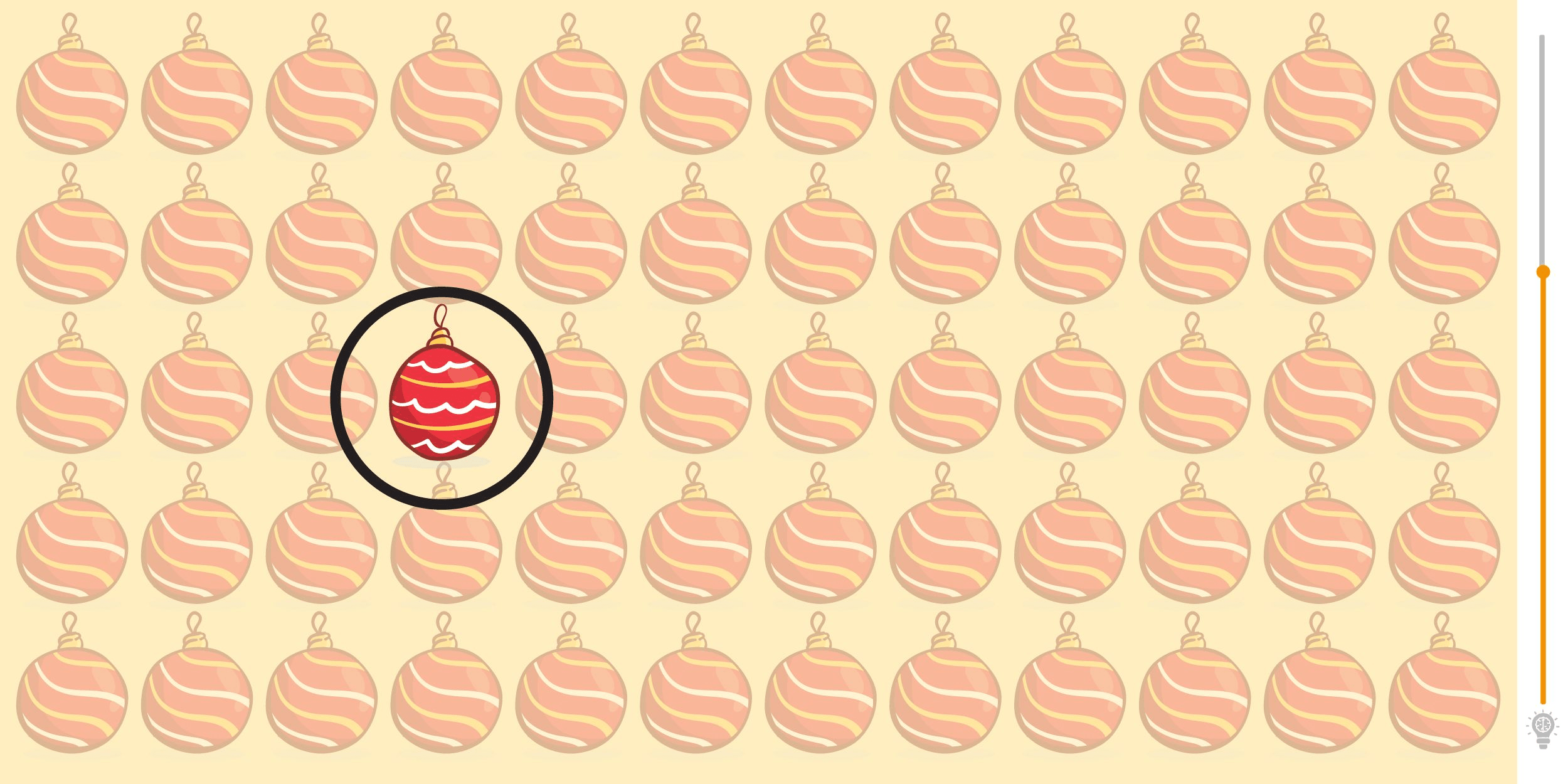 Visual challenge: find the intruder hidden among the glittering baubles in under 10 seconds and prove your extraordinary acuity!