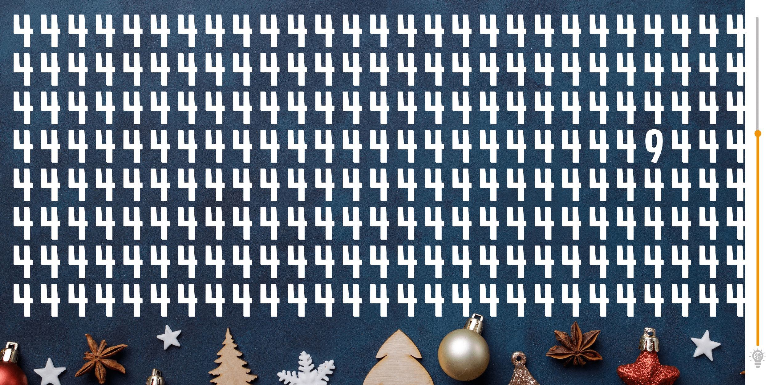 Visual challenge: can you complete the ultimate challenge in under 5 seconds? Find the hidden intruder among the multiple digits 4 to test your attention and speed!