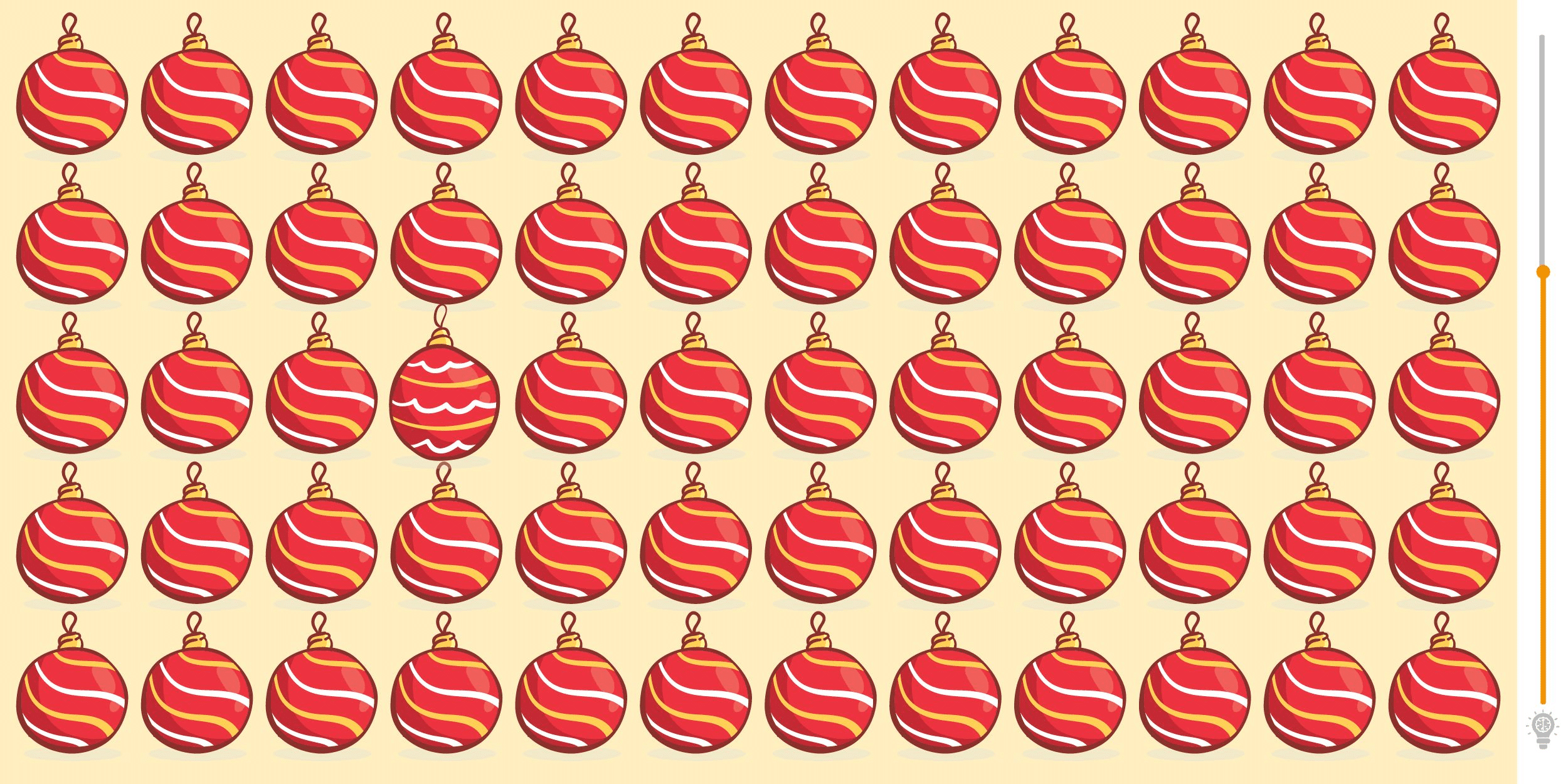 Visual challenge: find the intruder hidden among the glittering baubles in under 10 seconds and prove your extraordinary acuity!
