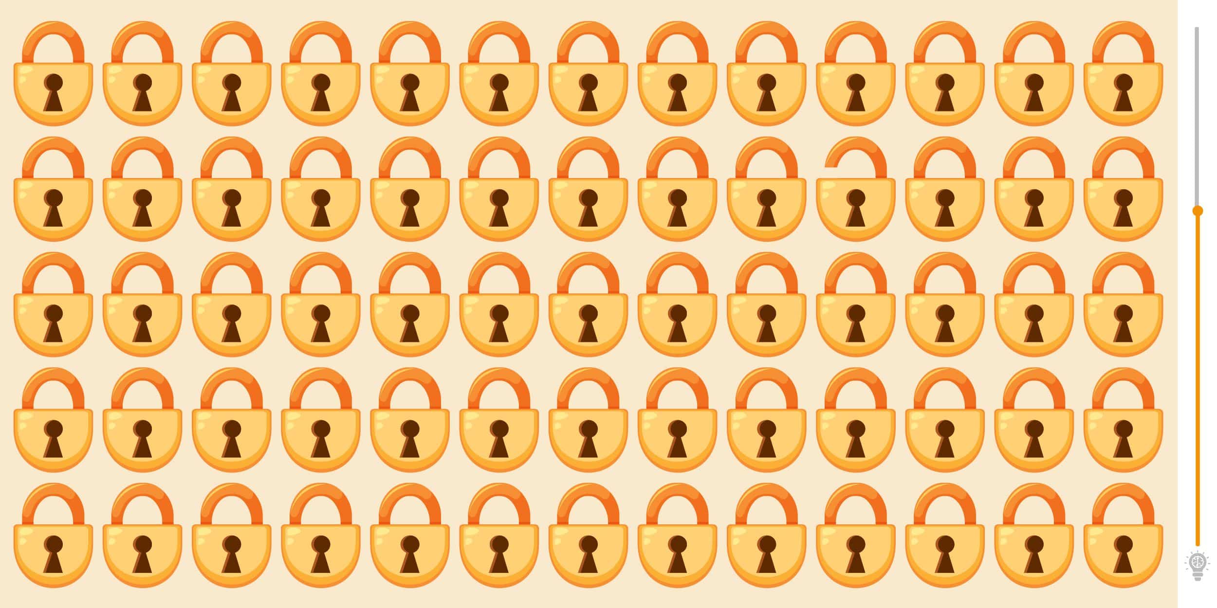 Jeu d'observation : Trouvez le cadenas intrus caché parmi les autres en moins de 8 secondes et prouvez votre sens du détail infaillible.