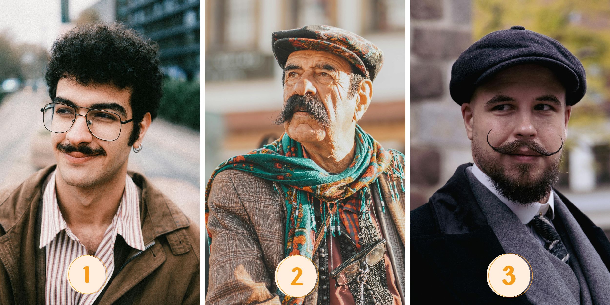 Test de personnalité  : Quelle moustache vous représente ? Structuré, adaptable ou libre d’esprit, choisissez parmi 3 hommes à moustaches et révélez votre vrai moi !