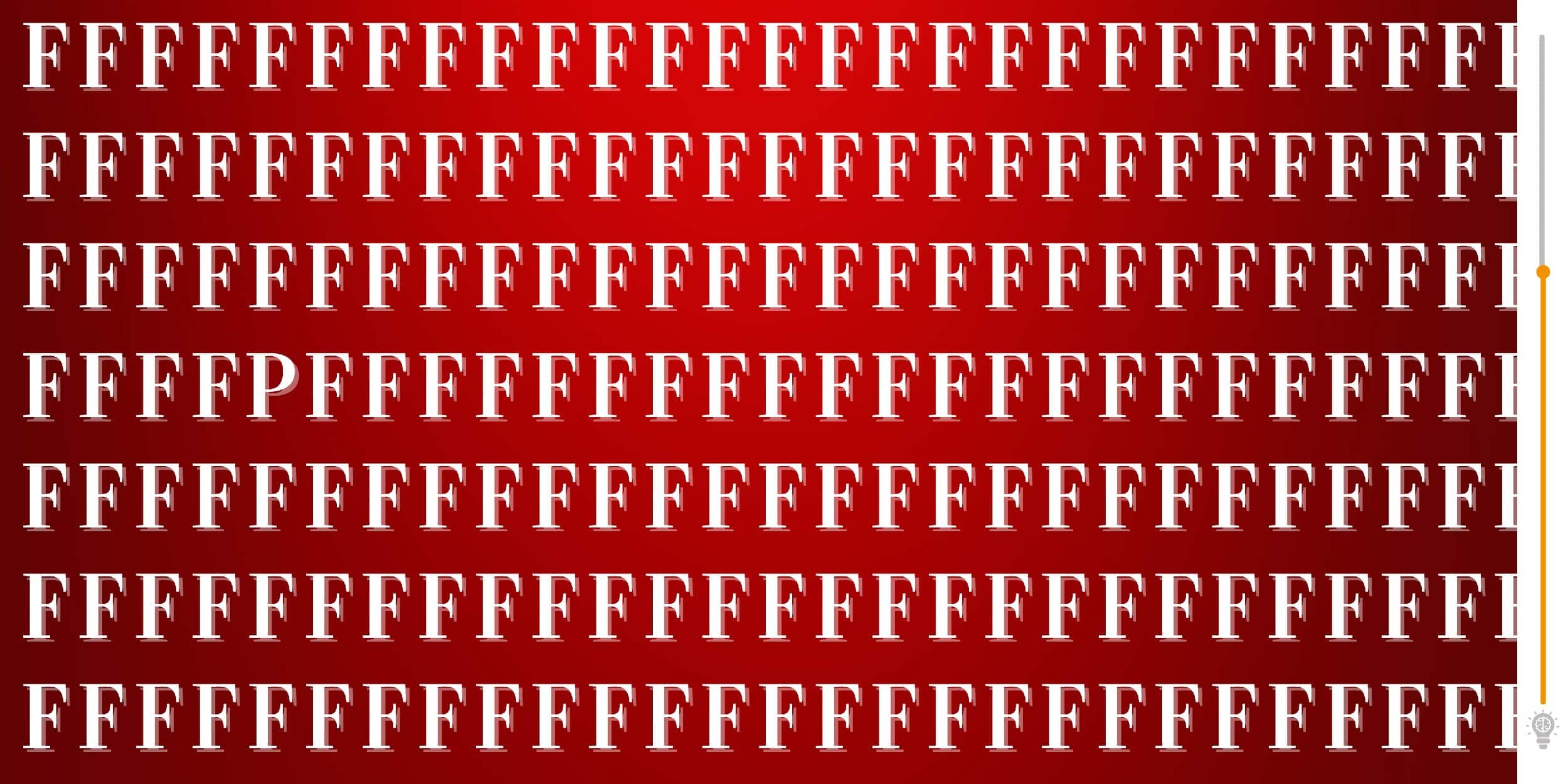 Défi visuel : testez votre acuité en repérant l'unique intrus parmi une mer de lettres F en moins de 8 secondes ! Aiguisez votre regard et relevez le challenge qui défie les observateurs aguerris.