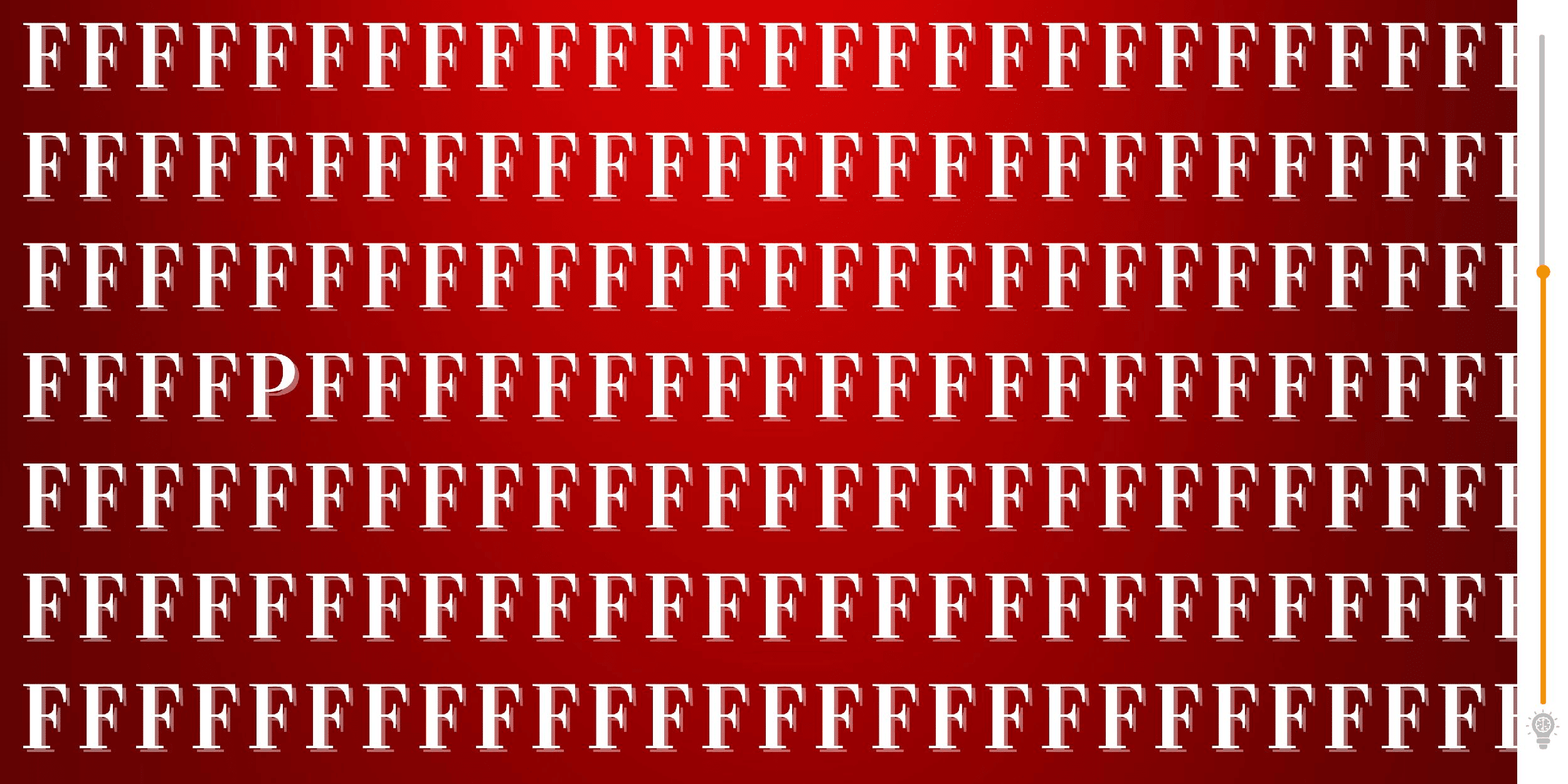 Visual challenge: test your acuity by spotting the only intruder among a sea of F letters in under 8 seconds! Sharpen your eyes and take up the challenge that defies seasoned observers.